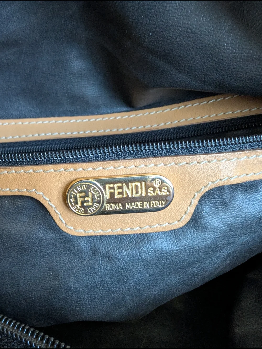 Fendi Brown and Tan Striped Duffel Bag